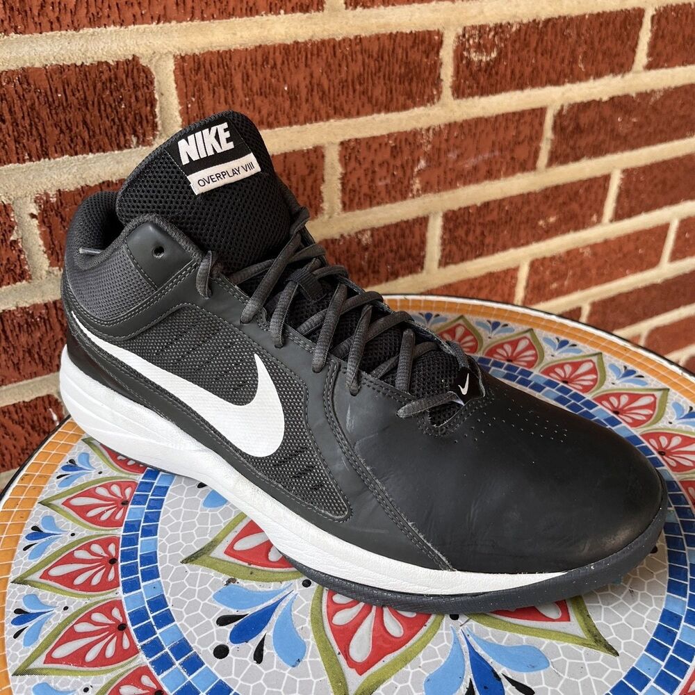Nike Overplay Viii Mens 12 Basketball Black White Sneakers 637382-012